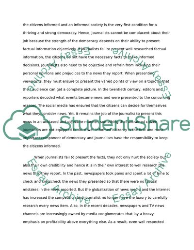 The Social Role of Journalism