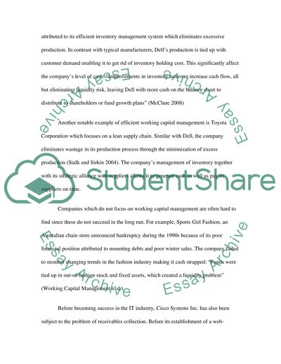 Working capital management - a business organizations success