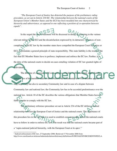 Article 234 of the EC Treaty in Relation to ECJ and National Courts