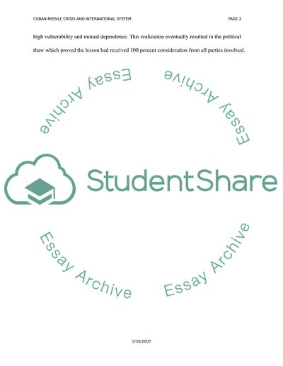 Cuban Missile Crisis and the International System