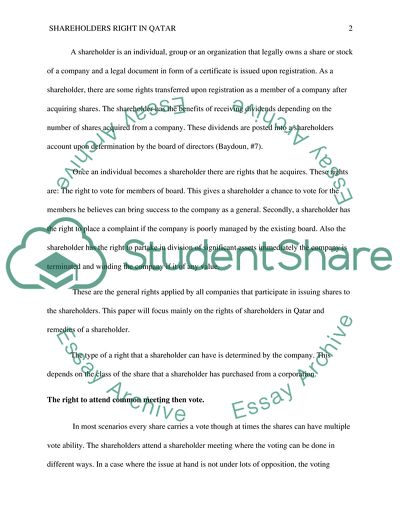 Shareholders Rights in Qatar