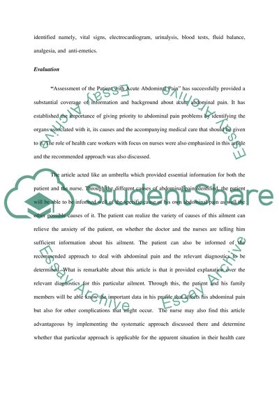 Assessment of the Patient with Acute Abdominal Pain