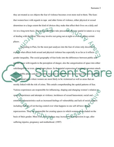 The Geography of Fear and Domestic Violence and Its Relationship to Space