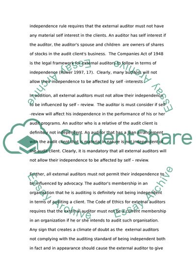 Independence of auditing in all engagement activities