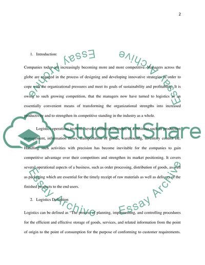 Inbound Logistics, Conversion Operations and Outbound Logistics
