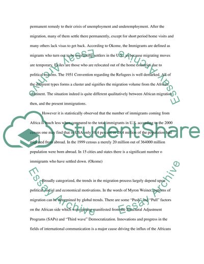 Analyze the main causes of African immigration to the United States of America