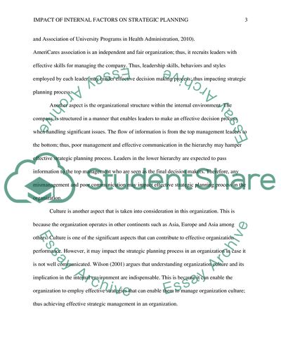 Impact of Internal Factors on Strategic Planning