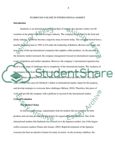 Starbucks Failure in International Market