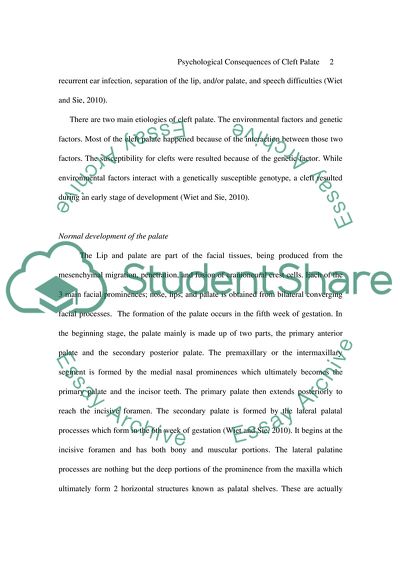 Psychological Consequences of Cleft Palate