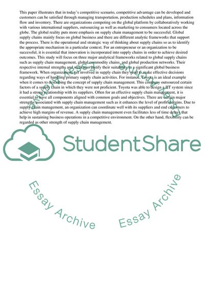 Strengths and Weaknesses of Different Analytical Frameworks to Global Supply Chains