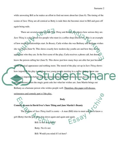 Which character in the play sure thing is the protagonist picture