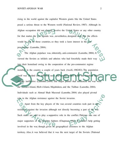 The elements of a conflict of the Soviet-Afghan war