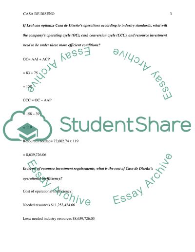 Casa de Diseos Existing Operating Cycle