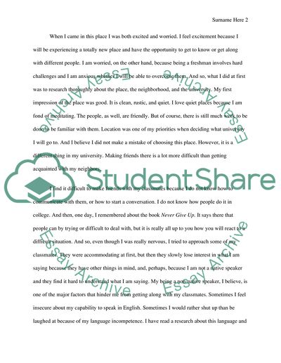 The Challenges of Coping with a New Environment