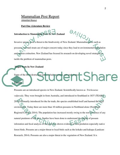 Mammalian Pest Report