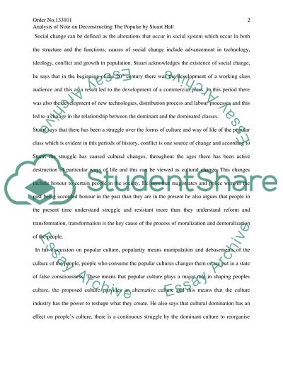 Note on Deconstructing the Popular by Stuart Hall