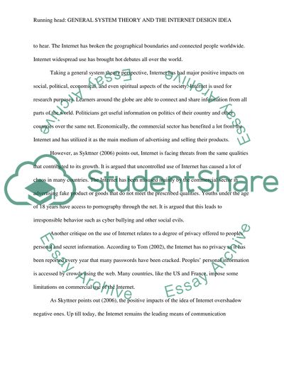 General System Theory and the Internet Design Idea