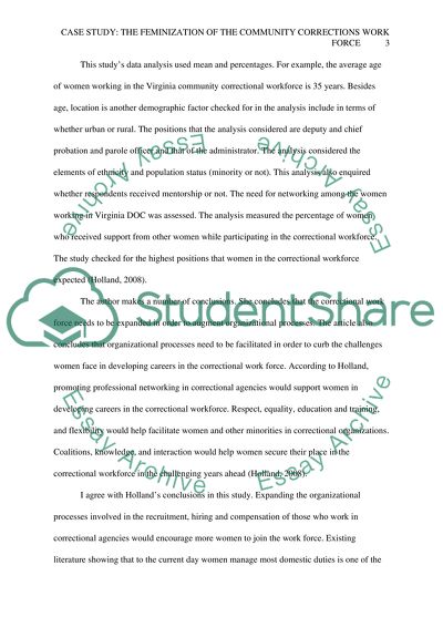 The feminization of the Community Correction Work force by Jo G. Holland