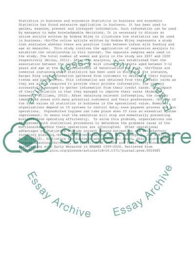 Statistics for Managers Class Discussion wk1