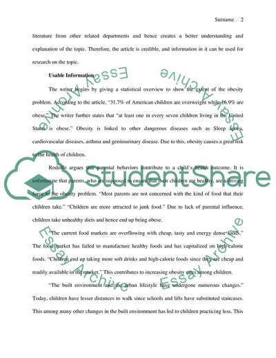 The Causes of Childhood Obesity