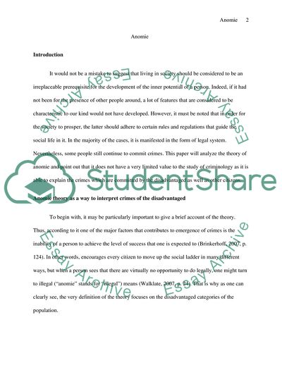 Limited Value of Anomie Theory in Criminology