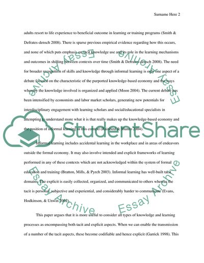 Importance of Formal Systematic Learning and Informal Learning in the Workplace