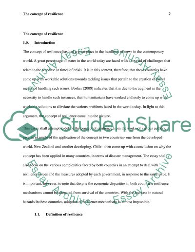 The Concept of Resilience