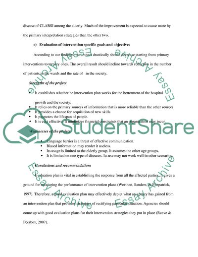 CLABSI: Intervention and Evaluation Plan