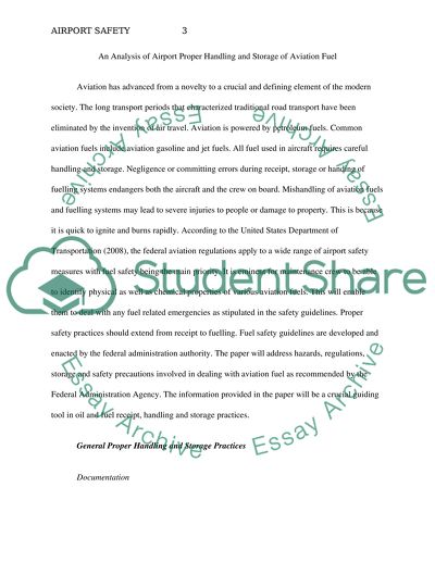 Aiport Safety: An Analysis of Airport Proper Handling And Storage of Avation Fuel