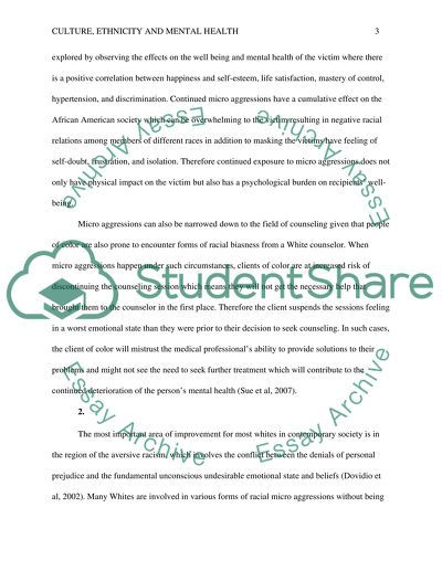 Culture, Ethnicity and Mental Health