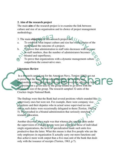 Effect of size and culture on Project Management method selection