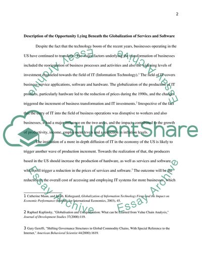 Opportunity Lying Beneath the Globalization of Services and Software