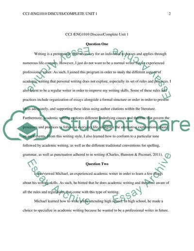 CCJ /ENG1010 Discuss/Complete unit 1