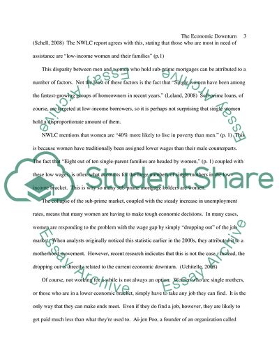 Womens Studies 1 Affects of the Current U.S. Economic Downturn