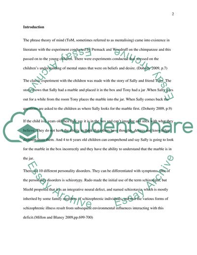 Assessing the Theory of Mind and Schizotypy