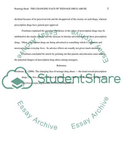 The Changing Face of Teenage Drug Abuse --- The Trend Toward Prescription Drugs