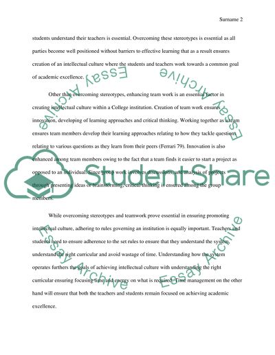 What is intellectual culture and how do college students and teachers might promote it