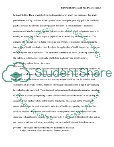 Nonmaleficence and Healthcare Cost