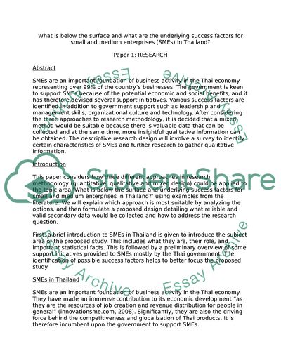 Success Factors for Small and Medium Enterprises in Thailand