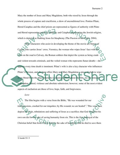Passion of the christ essay