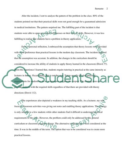 Critical Incidents in Teaching Sessions