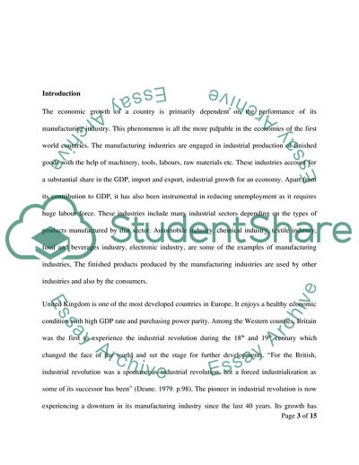 The UK Manufacturing Industry