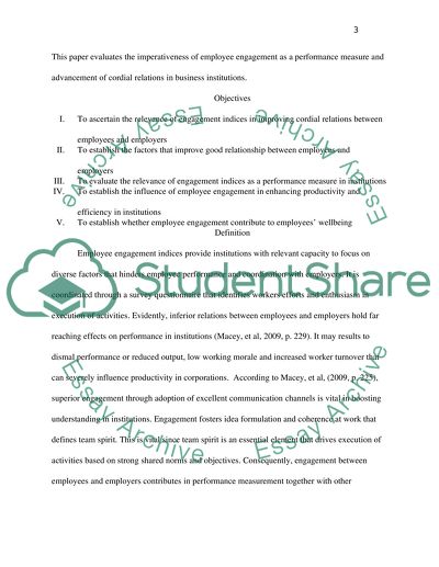 The Relevance of Employee Engagement Indices as a Performance Measure and Indicator in Institutions