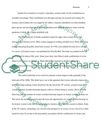 Womens Role in the Fields of Mathematics, Science, and Engineering