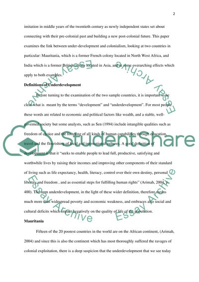 Whether underdevelopment is a consequence of colonial legacy