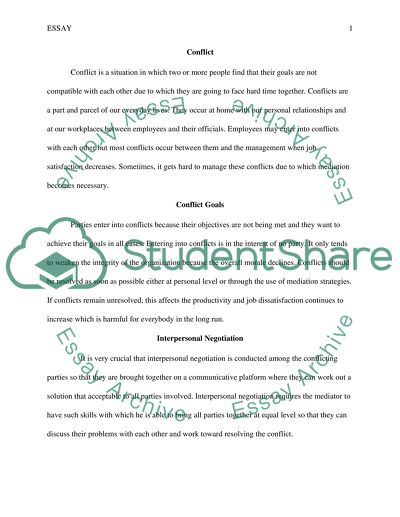 Perspective on Conflict, Conflict Interests and Goals, and Interpersonal Negotiation