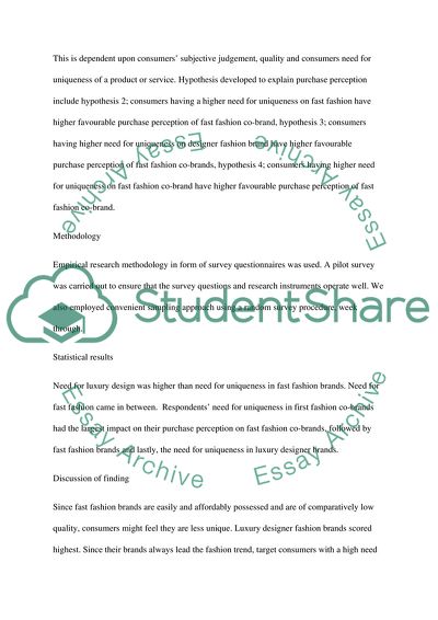 The Relationship between the Consumers Need for Uniqueness and Purchase Perception of Fast Fashion Co-Brands