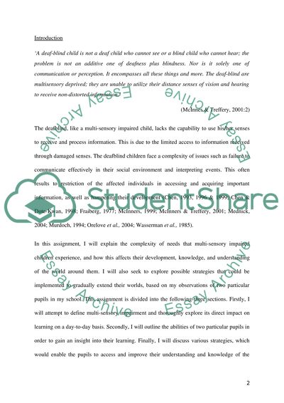 Multi-sensory Impairments Affecting Childrens Development