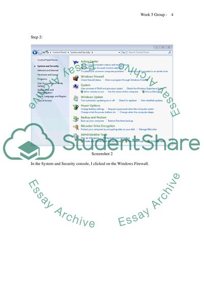 Establishment of Firewall and Related Findings