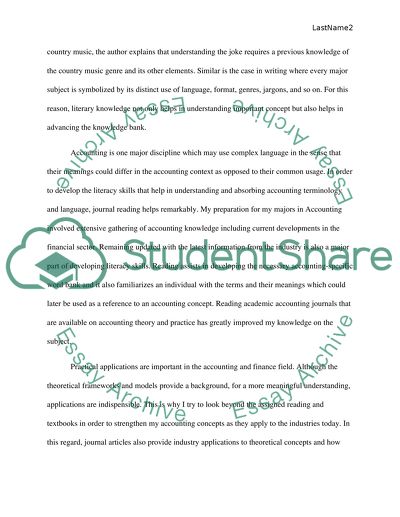 Literacy Skills In Accounting